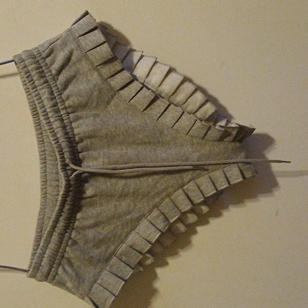 Gray Ruffle Hem Shorts